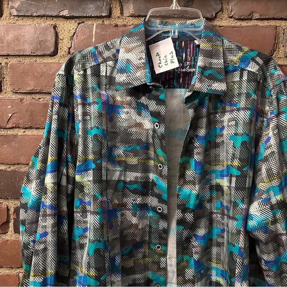 Robert Graham Hydroflauge Cotton Shirt Sz XL -54 Bust / 25.5” Sleeve